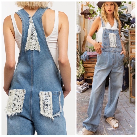 POL Fun Feel Denim Boho Overalls - Picture 9 of 12